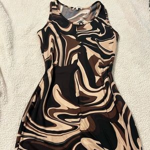 brown marbled dress